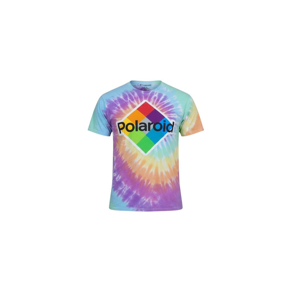 Polaroid Graphic Tee Shirt Womens M Multi Color Tie Dye Cropped Short Sleeve